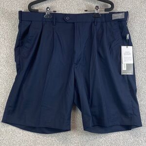 Bocaccio golf shorts size 38 navy blue stretch waist pleated front inseam 8”